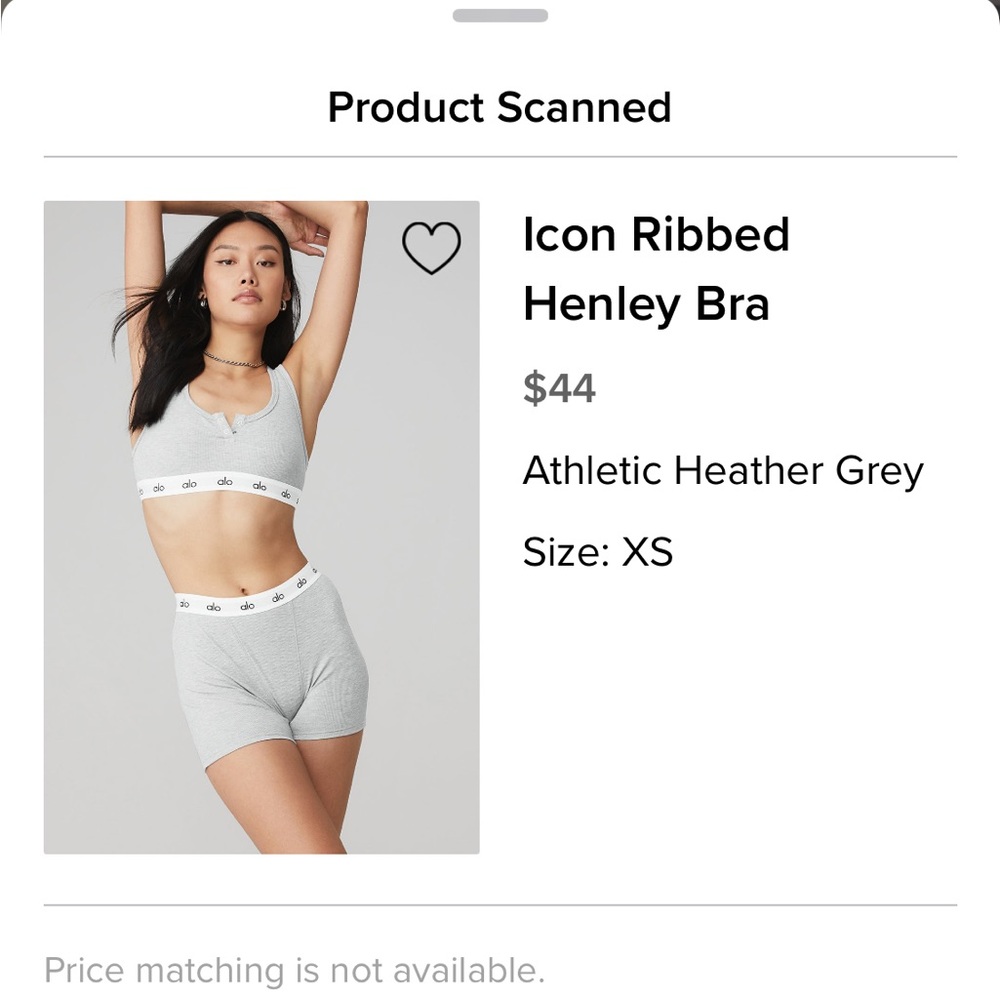 ALO Yoga Ribbed Henley Bra in Light Gray